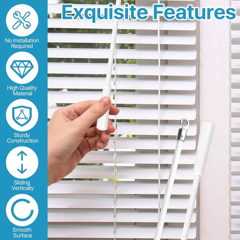 Lainballow 4 Pcs 17 Inches Blinds Wand Replacement, Blind Tilt Wand with Hook and Handle, Fiberglass Window Blind Wand for Windows, Curtain Shades, Venetian Blinds(White) - Image 3